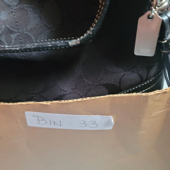 Vintage COACH Signature Black Canvas Leather Hand Bag Purse Handbag LOGO - Picture 12 of 12